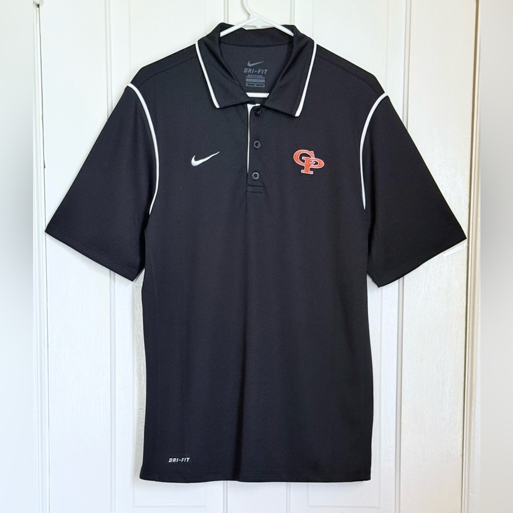 Nike Black Dri-FIT Polo Shirt with White Accents Medium